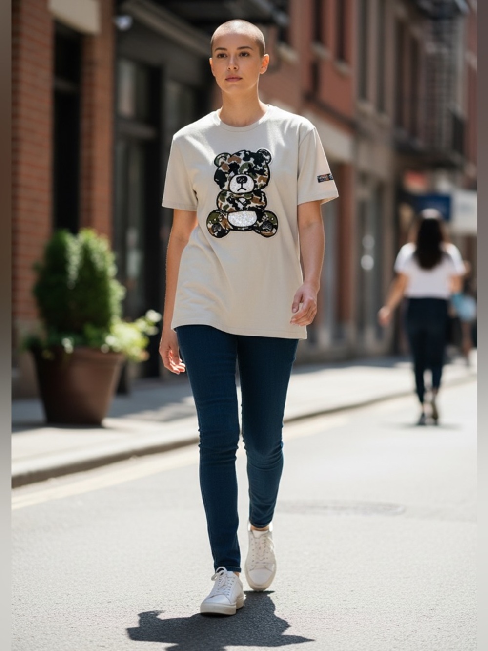 Super Massive Camo Teddy Bear Graphic T Shirt Beige Streetwear Tee‎ XL